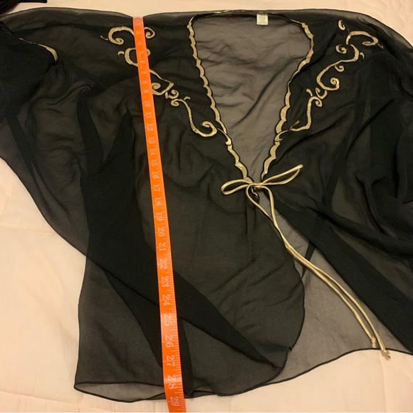 Victoria’s Secret gold label sheer tie jacket with satin tan trim one size fits - Picture 6 of 13